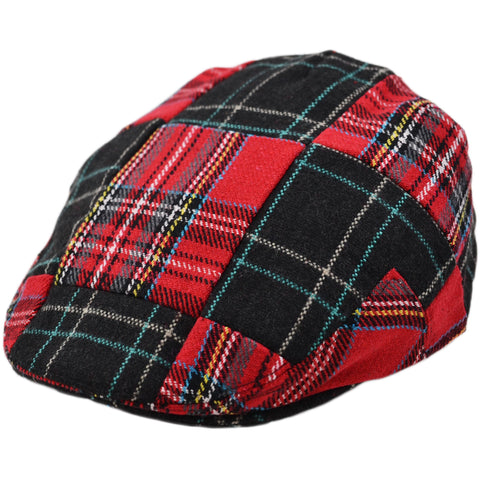 G&H Mix Tartan Patch Flat Cap - Multicolor