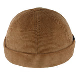 Corduroy Rolled Cuff Retro Fashion Brimless Docker Hat