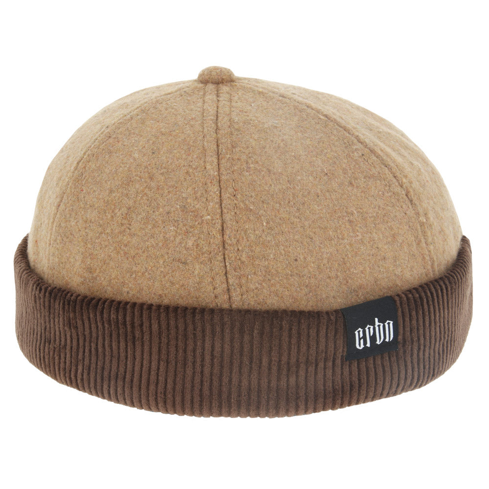 Corduroy Wool Rolled Cuff Retro Fashion Brimless Docker Hat