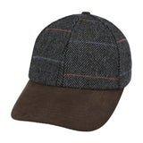 Overcheck Herringbone Baseball Cap With Suede Peak