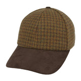 Tweed Baseball Cap With Suede Peak - Brown