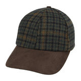 Tweed Baseball Cap With Suede Peak - Green