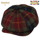 Harris Tweed Wool 8 Panel Gatsby Newsboy Cap - Burgundy