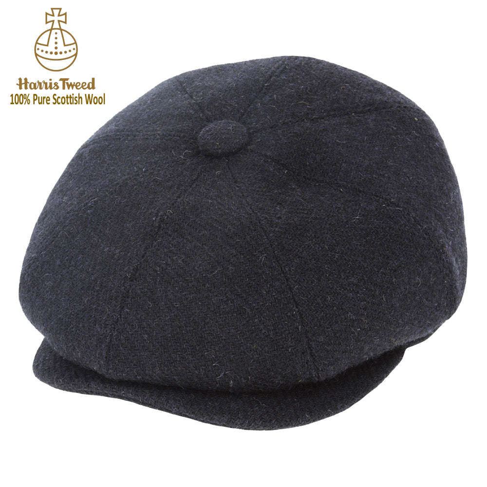 Dark Navy Harris Tweed 100% Wool Newsboy Cap