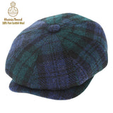 Black Watch Tartan Harris Tweed 100% Pure Wool Newsboy Cap – Blue