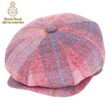 Light Pink Overcheck Harris Tweed 100% Pure Wool Newsboy Cap