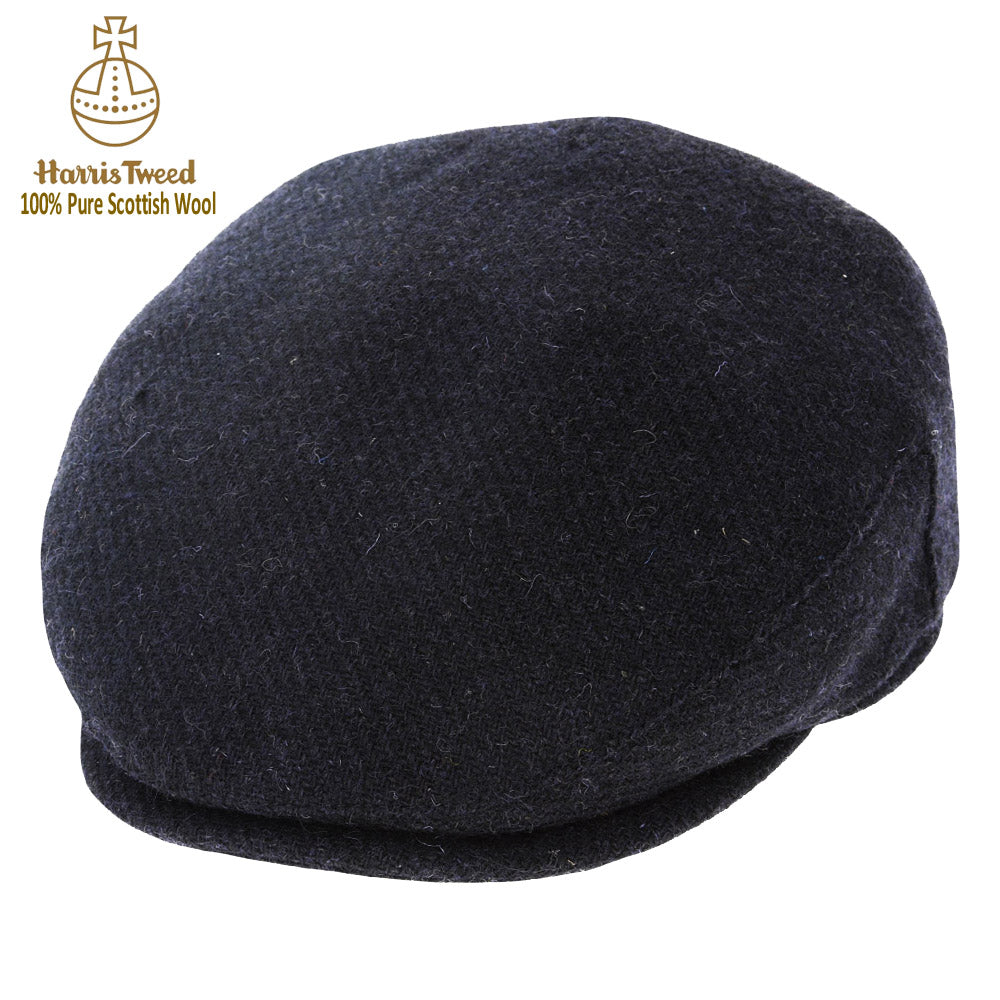 Dark Navy Harris Tweed 100% Pure Wool Flat Cap