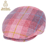 Light Pink Overcheck Harris Tweed Checked 100% Pure Wool Flat Cap