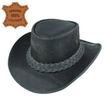 Leather Australian Western Outback Aussie Cowboy Hat - Black