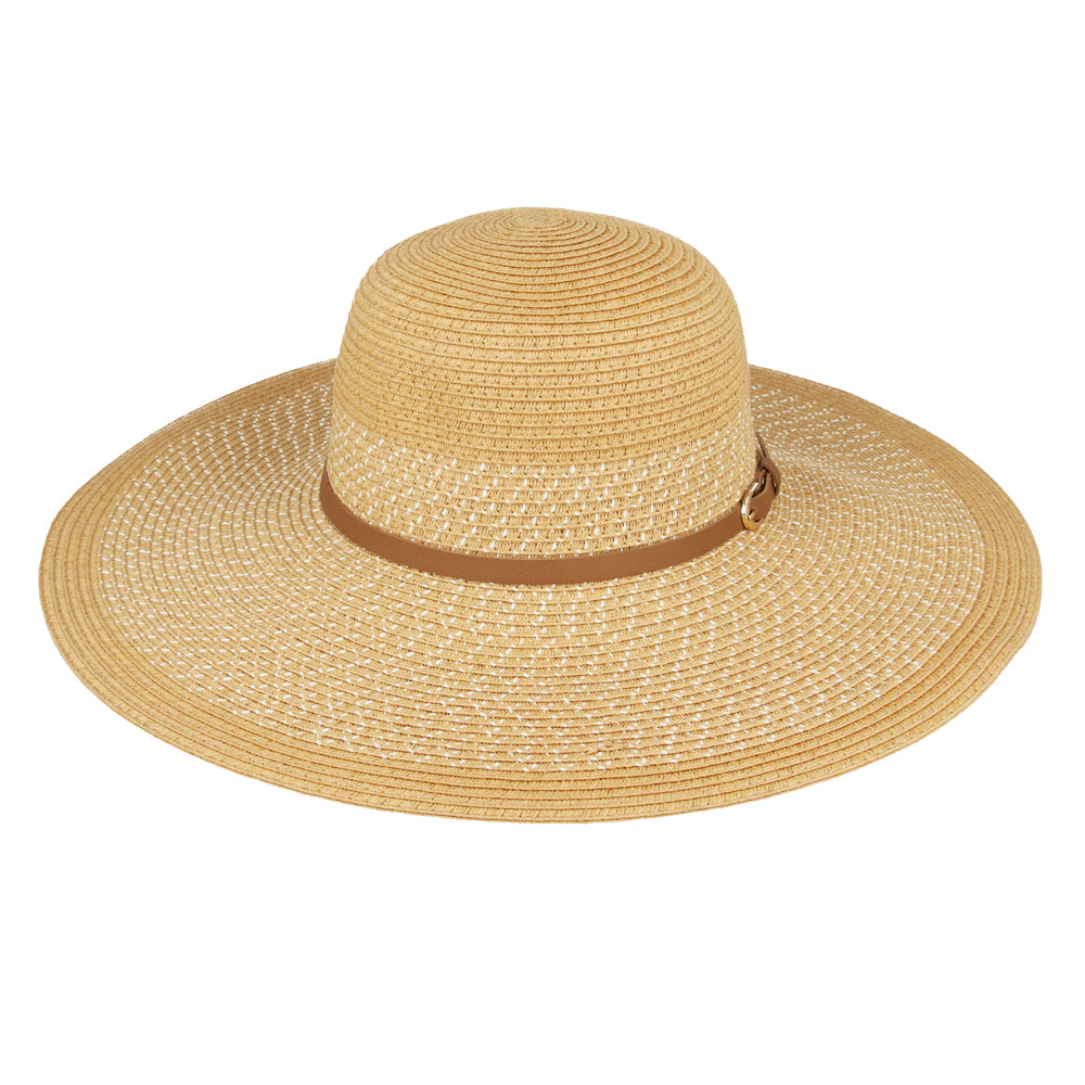 Paper Straw Vintage Style Wide Brim Floppy Hat - Camel