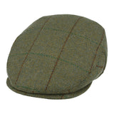 Genuine Tweed Flat Cap With Durable Green & Red Stripe - Green