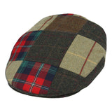 Tartan Check Tweed Patchwork Flat Cap - Multi Colour