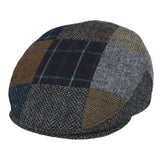 Wool Herringbone Tweed Patchwork Flat Cap - Multi Colour