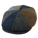 Donegal Tweed Herringbone Patch Newsboy Cap - Multi Colour