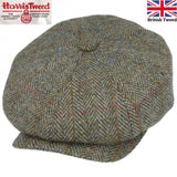 Harris Tweed Wool 8 Panel Gatsby Newsboy Cap - Green