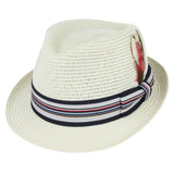 Summer Paper Straw Trilby Hat With Strip Band