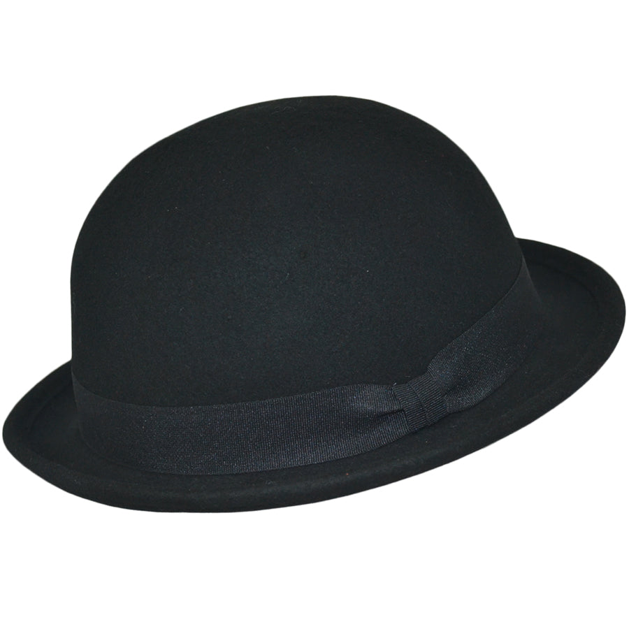 Short Brim Crushable Wool Bowler Hat – Black