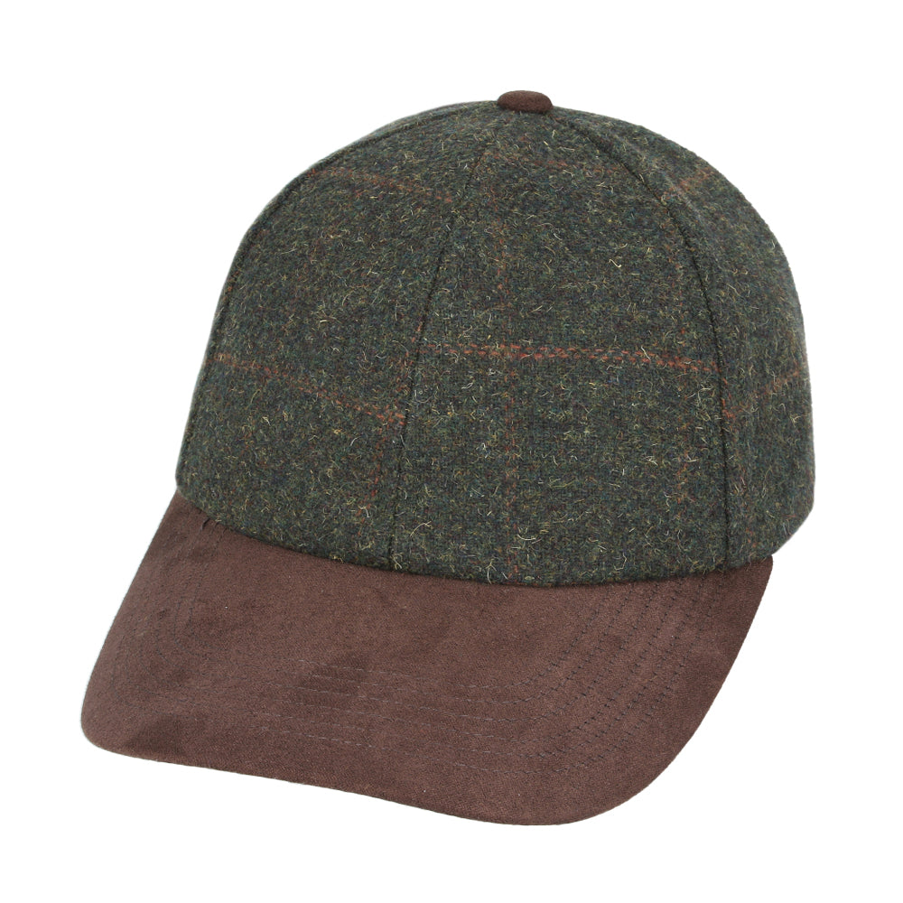Checked Tweed Suede Baseball Cap