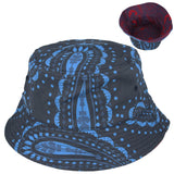 Carbon212 New Reversible Paisley Print Bucket Hat - Blue - Purple