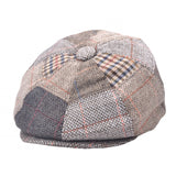 G&H Mix Tweed &Tartan Patch Newsboy Cap - Multi-Color