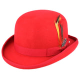 Maz Hard Wool Felt Bowler Hat - Red
