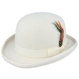 Maz Hard Wool Felt Bowler Hat - White