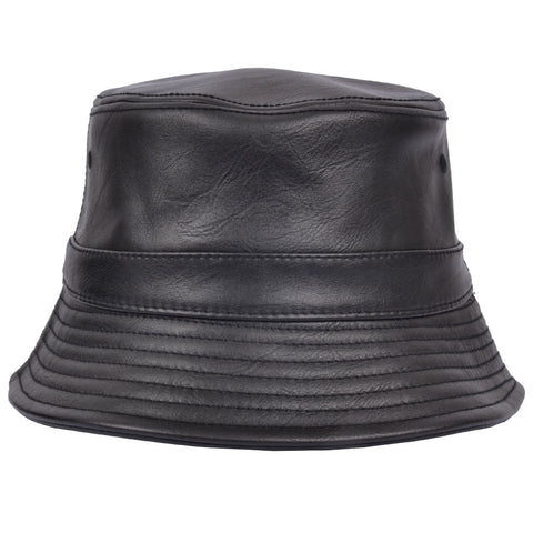 Carbon 212 Leather Look Bucket Hat - Black