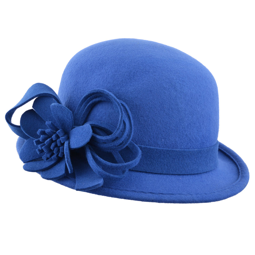 Maz Wool Felt Cloche Hat with Flower
