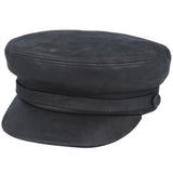 Gladwin Bond Genuine Leather Breton Fisherman Sailor Captains Cap - Black