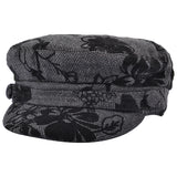 G&H Herringbone Flower Print Fiddler Caps - Dark Grey