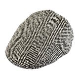 G&H Herringbone Flat Cap - Black-white