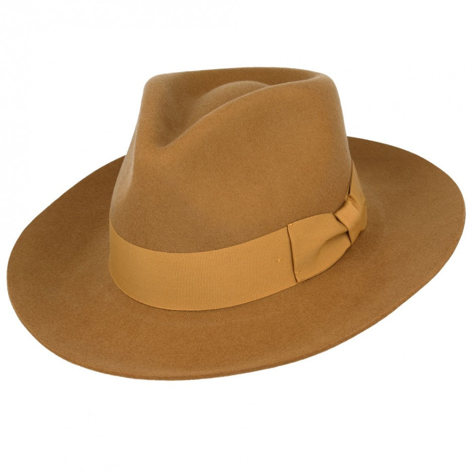 Gladwin Bond Grace Snap-Brim Wool Fedora Hat - Gold