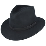 Maz Wool Fedora Hat With Leather Band - Black