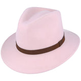 Maz Wool Fedora Hat With Leather Band - Baby Pink