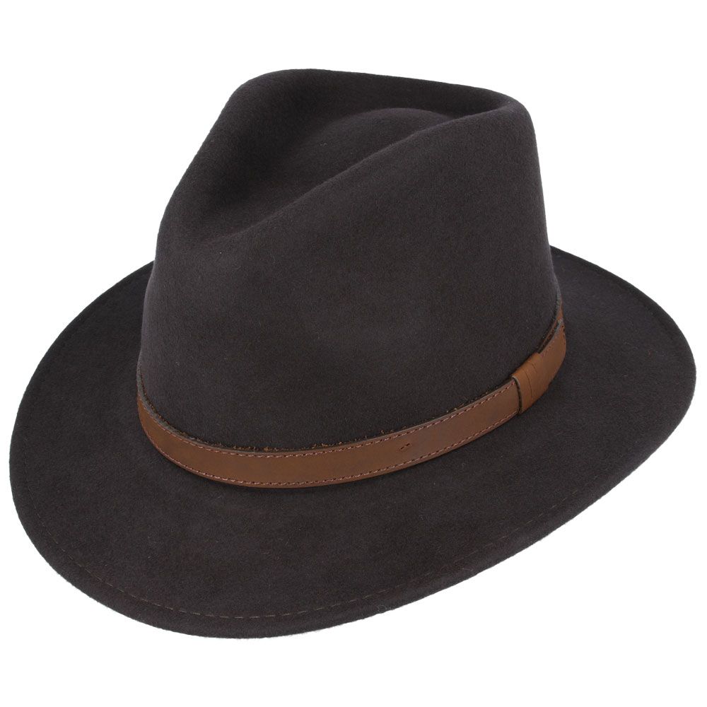Maz Wool Fedora Hat With Leather Band - Brown