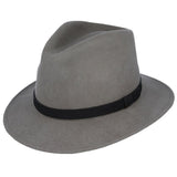 Maz Wool Fedora Hat With Leather Band - Grey