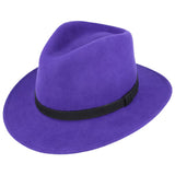 Maz Wool Fedora Hat With Leather Band - Purple