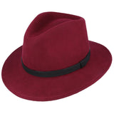 Maz Wool Fedora Hat With Leather Band - Wine