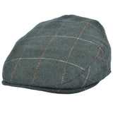 G&H Green Check Herringbone Flat Cap - Green