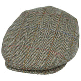 Gladwin Bond Harris Herringbone Tweed Wool Flat Cap - Green