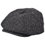 G&H Wool Herringbone Newsboy Cap with Extension - Dark Grey
