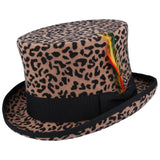 Maz Classic Wool Felt Top Hat - Brown Leopard