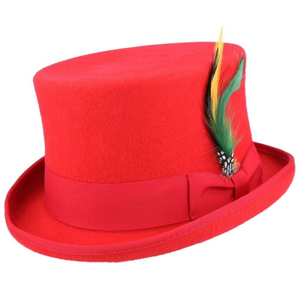 Maz Classic Wool Felt Top Hat - Red