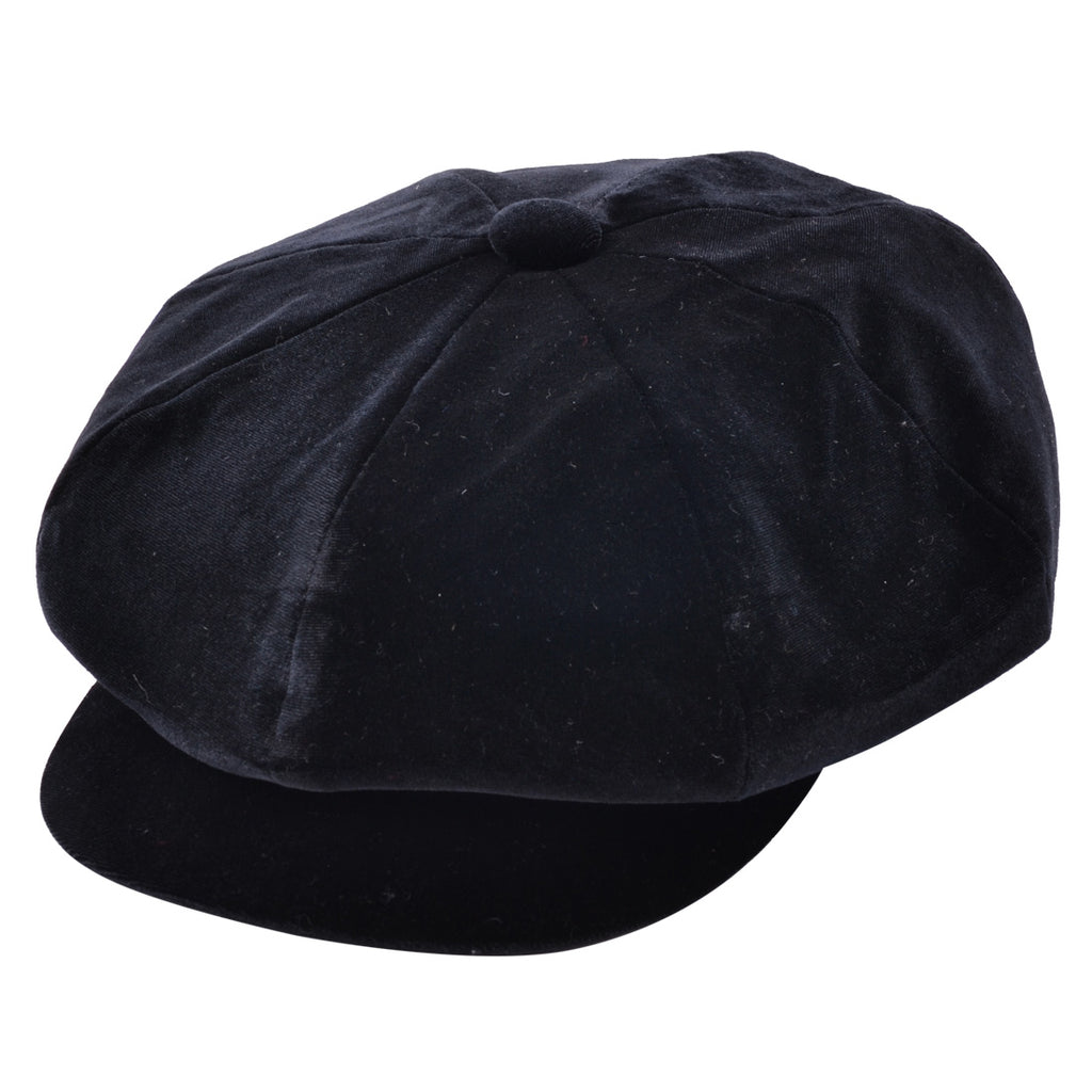 Maz Ladies Velvet Baker boy Cap - Black